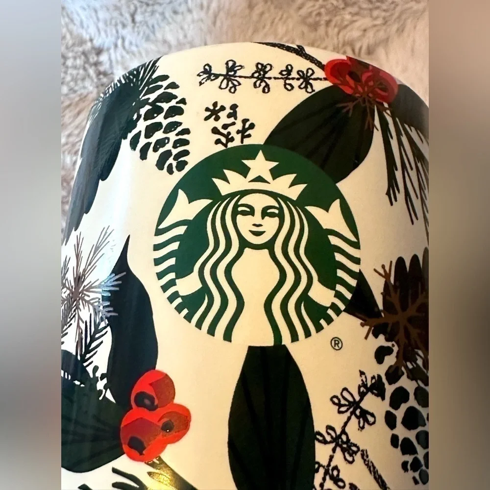 Starbucks Coffee Mug 12 ounce Winter Greenery